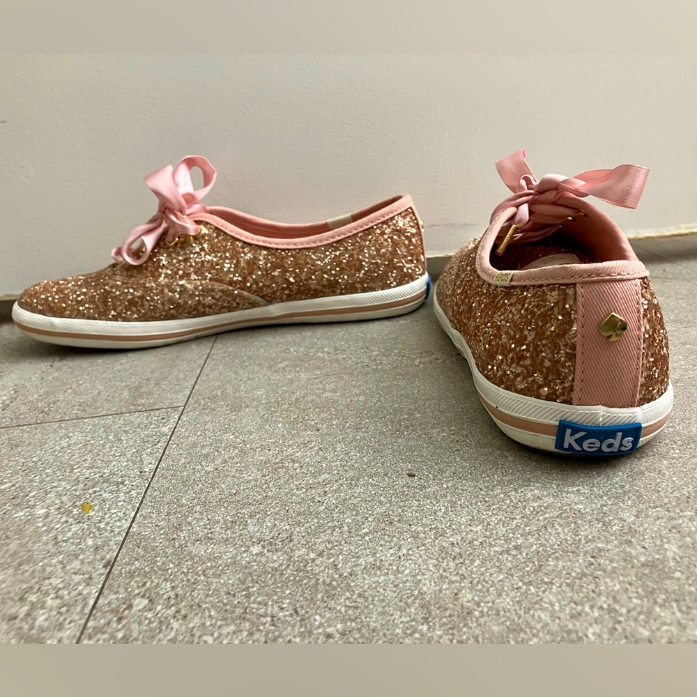 Kate Spade Keds glitter sneakers in Rose Gold